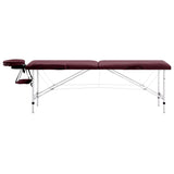 Vidaxl Massage Table Tableable 2 Zonen Aluminium Wäin Purple