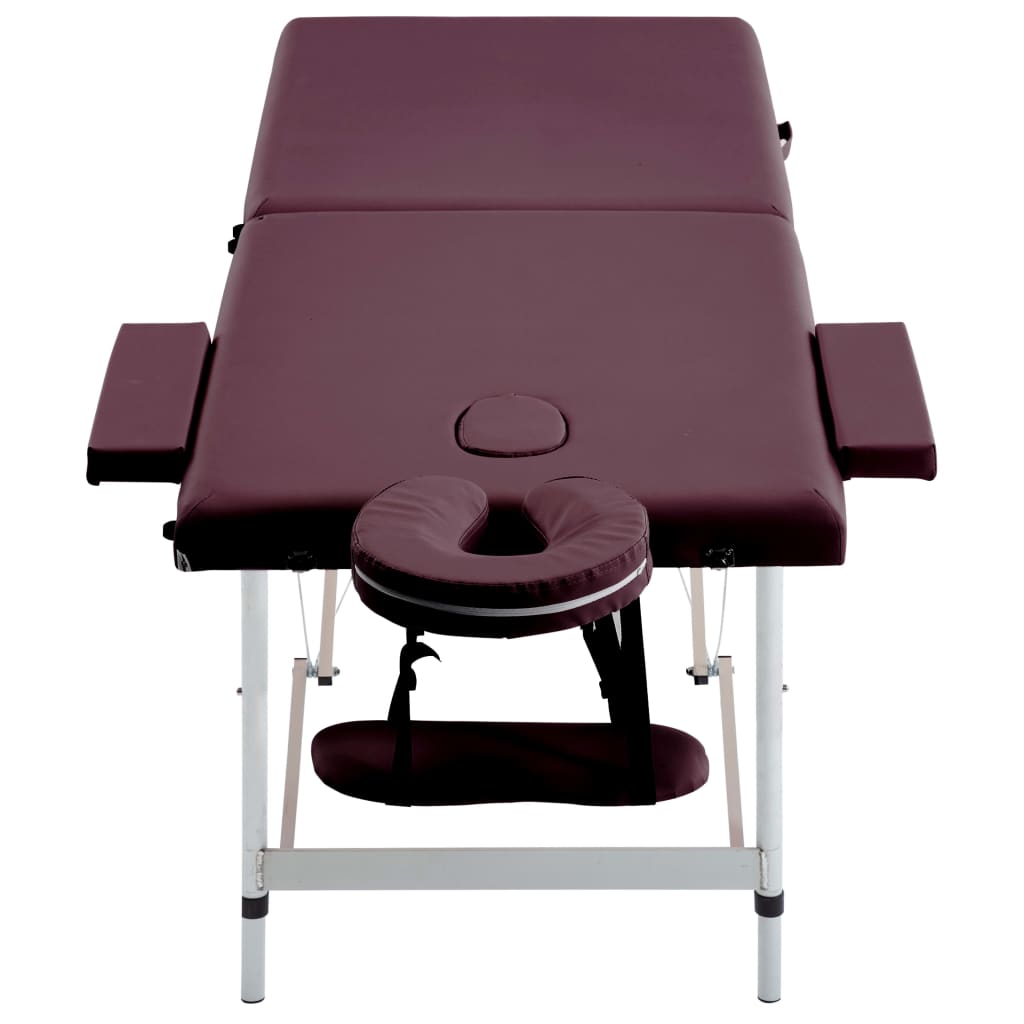 Table de massage vidaxl pliable 2 zones Wine en aluminium violet