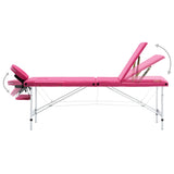 Vidaxl massagetafel inklapbaar 3 zones aluminum roze