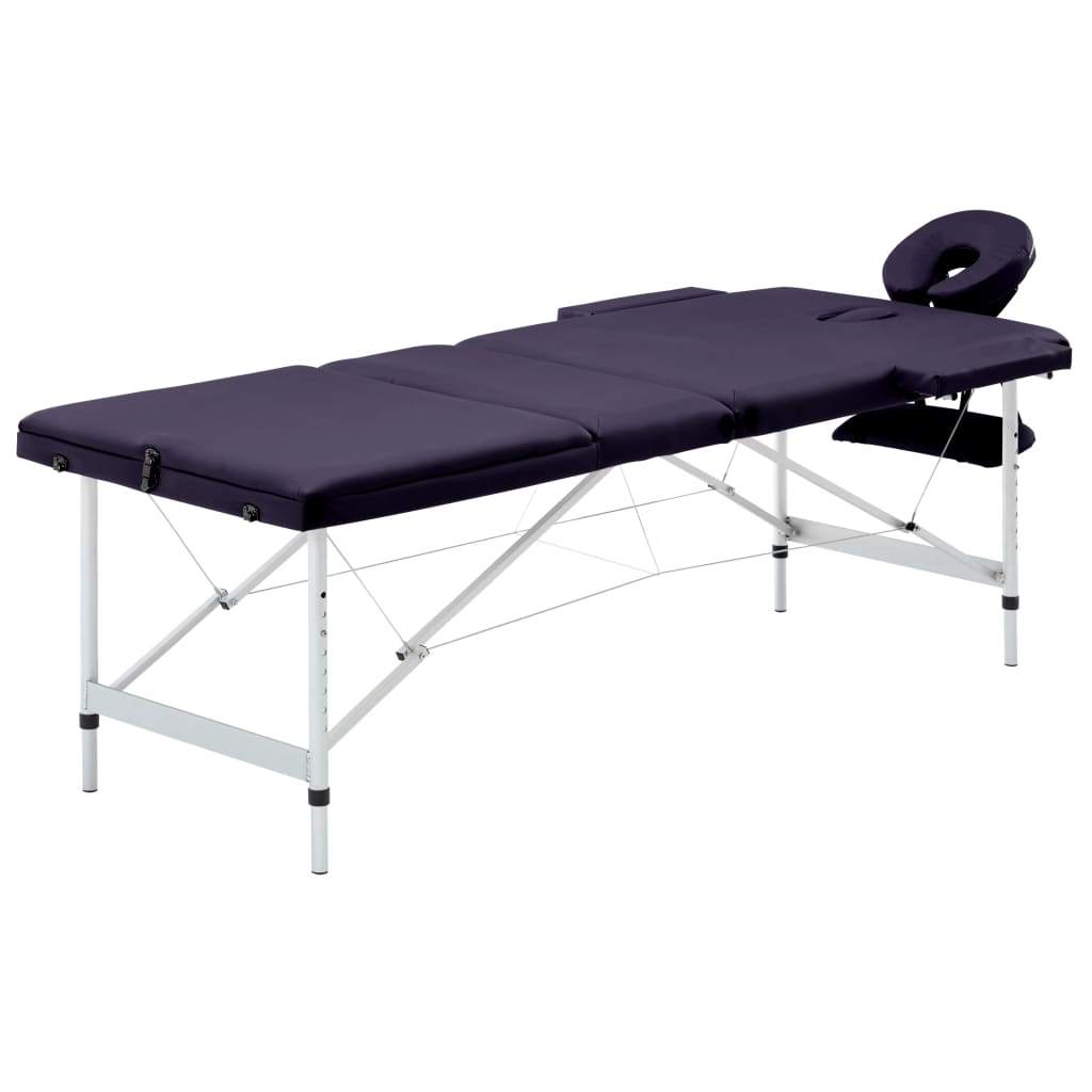 Vidaxl Massage Table Sammenfoldelig 3 zoner Aluminium lilla