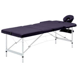 Vidaxl Mesa Massage Plegable 3 zonas Púrpura de aluminio