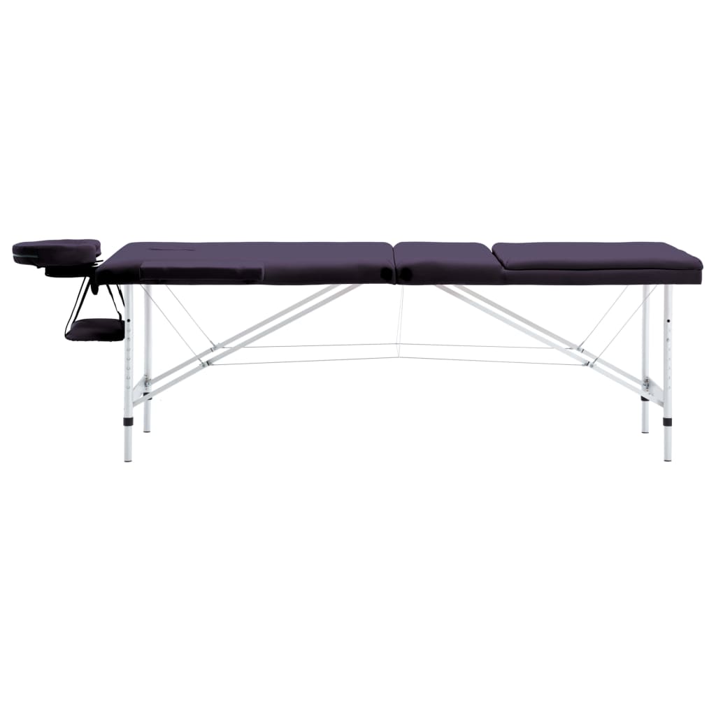 Vidaxl Massage table Collapsible 3 Zones Aluminum Purple