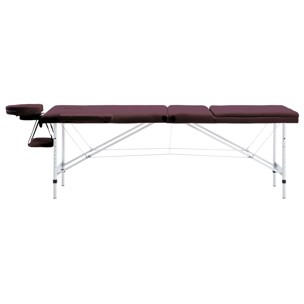 Vidaxl Massage Table Colpoble 3 zone Vino in alluminio viola