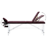 Vidaxl Massage Table Tableable 3 Zonen Aluminium Wäin Purple