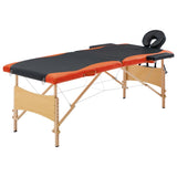 Vidaxl Massage Table Sammenfoldelig 2 zoner Træ sort og orange