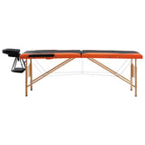 Table de massage vidaxl pliable 2 zones en bois noir et orange