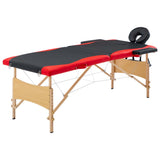 Vidaxl Massage Table Tableable 2 Zonen Holz schwaarz a rout