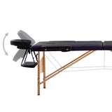 Table de massage vidaxl pliable 2 zones en bois noir