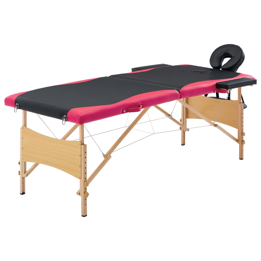 Vidaxl Massage Table Colppecibile 2 zone in legno e rosa