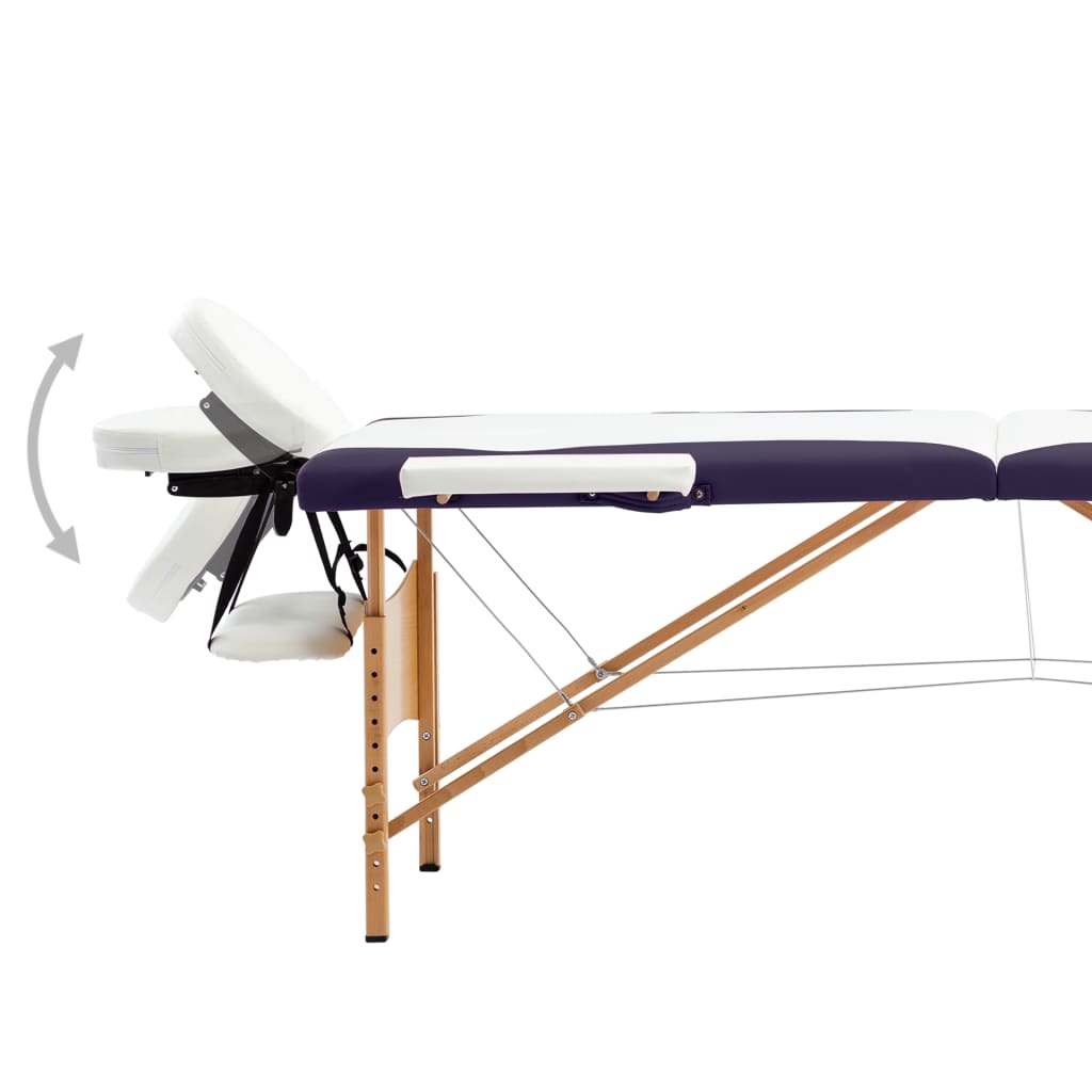 Vidaxl Massage Table Colpobile 2 zone Bianco e viola