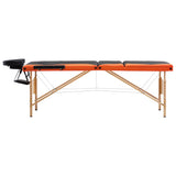 Vidaxl Massage Table Sammenfoldelig 3 zoner Træ sort og orange