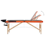 Table de massage vidaxl pliable 3 zones en bois noir et orange