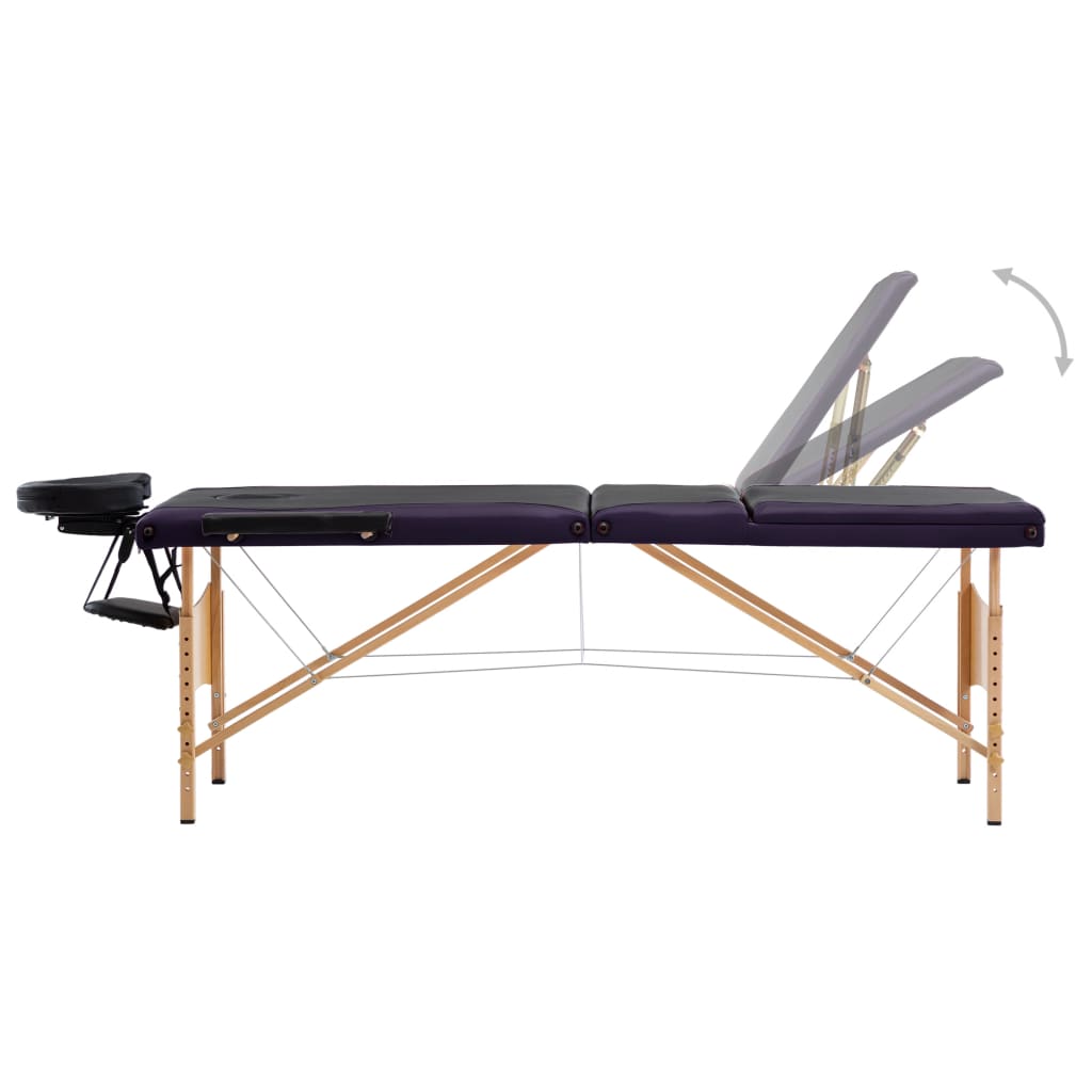 Vidaxl Massage Table Colpoble 3 zone Bianco e viola