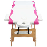 Vidaxl Massage Table Tableable 3 Zonen Holz wäiss a rosa