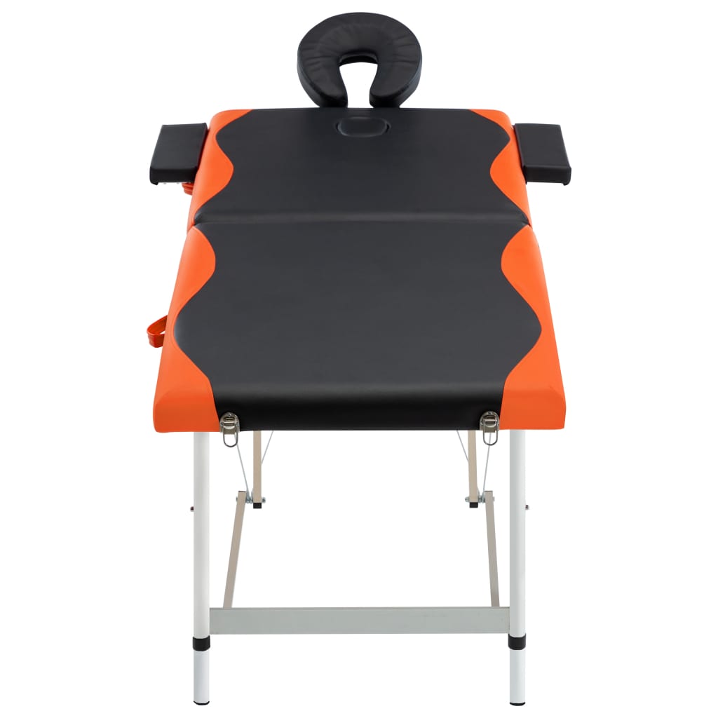 Table de massage vidaxl pliable 2 zones en aluminium noir et orange