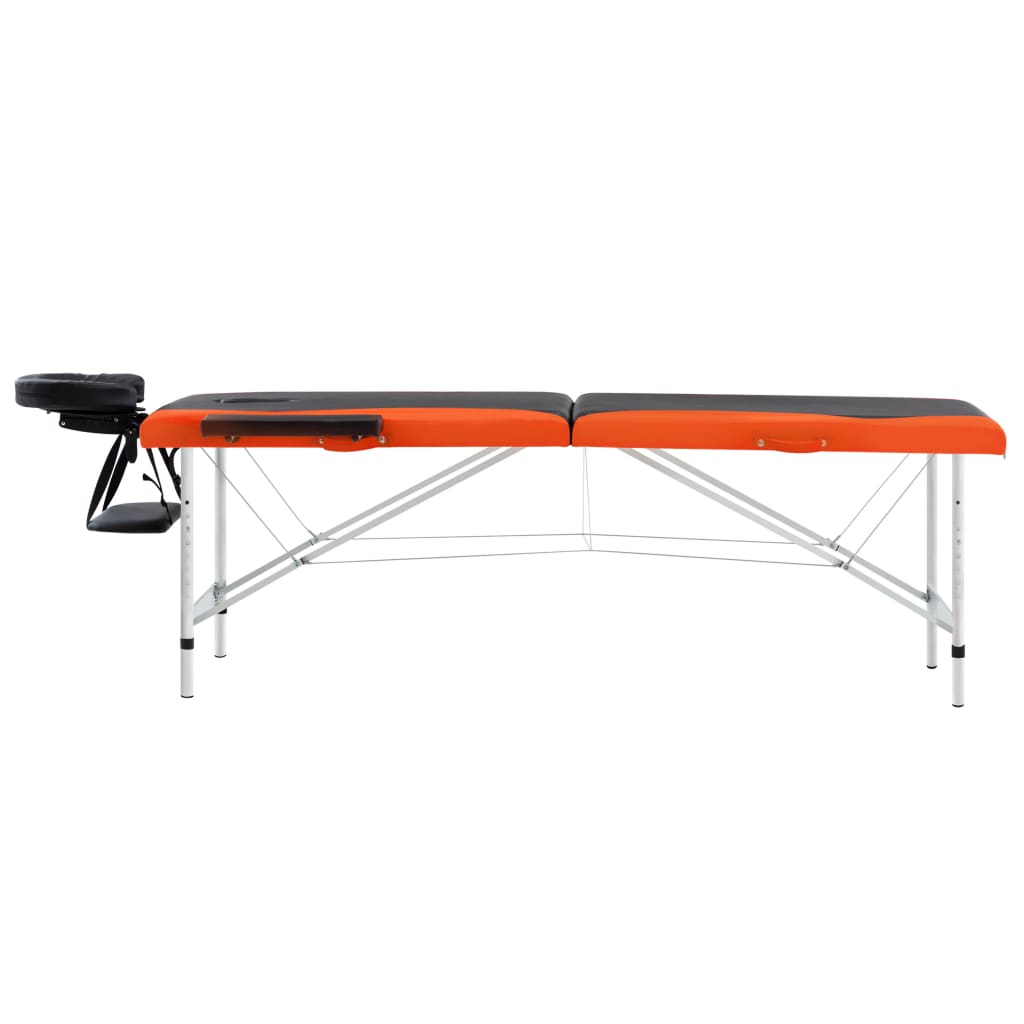 Vidaxl Massage Table Colppecible 2 zone in alluminio nero e arancione