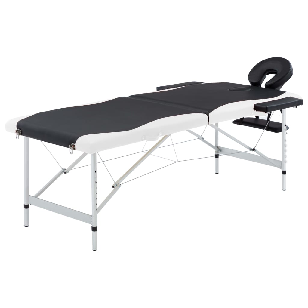 Vidaxl Massage Table Sammenfoldelig 2 zoner Aluminium Sort og hvid