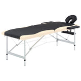 Vidaxl Massage Table Colppecible 2 zone in alluminio nero e beige