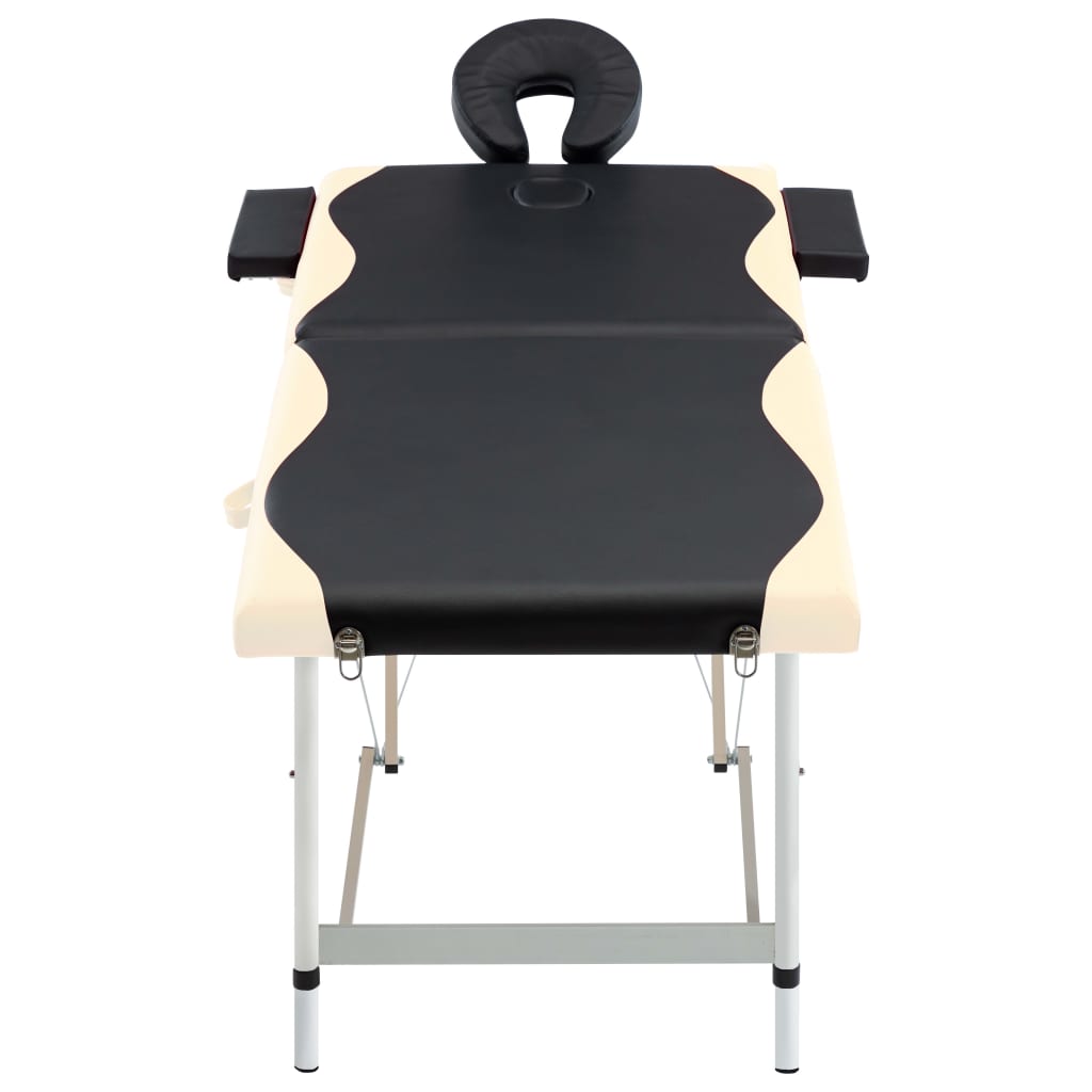 VIDAXL -Massage -Tabelle zusammenklappbar 2 Zonen Aluminium schwarz und beige