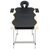 Table de massage vidaxl pliable 2 zones en aluminium noir et beige