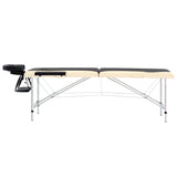 Table de massage vidaxl pliable 2 zones en aluminium noir et beige