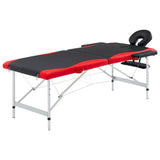 Vidaxl Massage Table Colpottibile 2 zone in alluminio nero e rosso