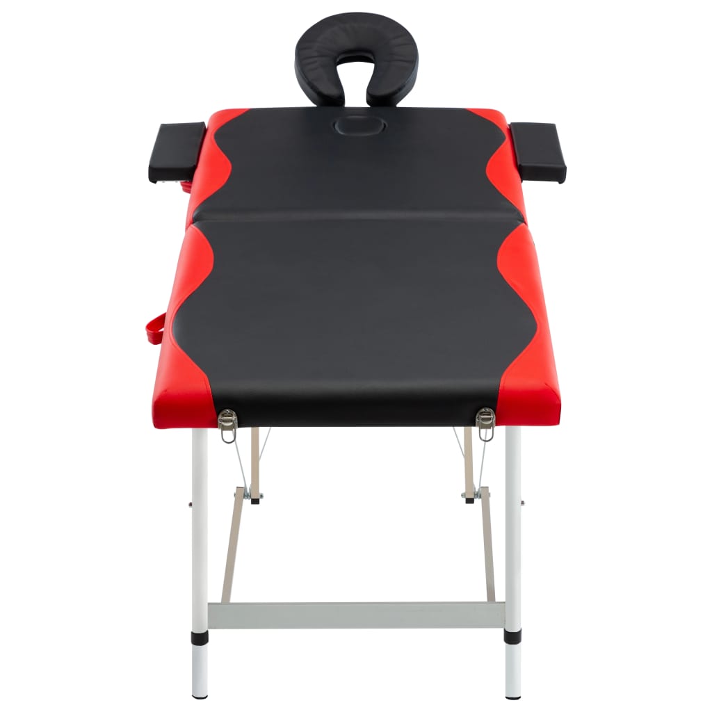 Vidaxl massagetafel inklapbaar 2 zones aluminium zwart en rood