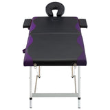 Vidaxl Mesa Massage Plegable 2 zonas de aluminio negro y morado