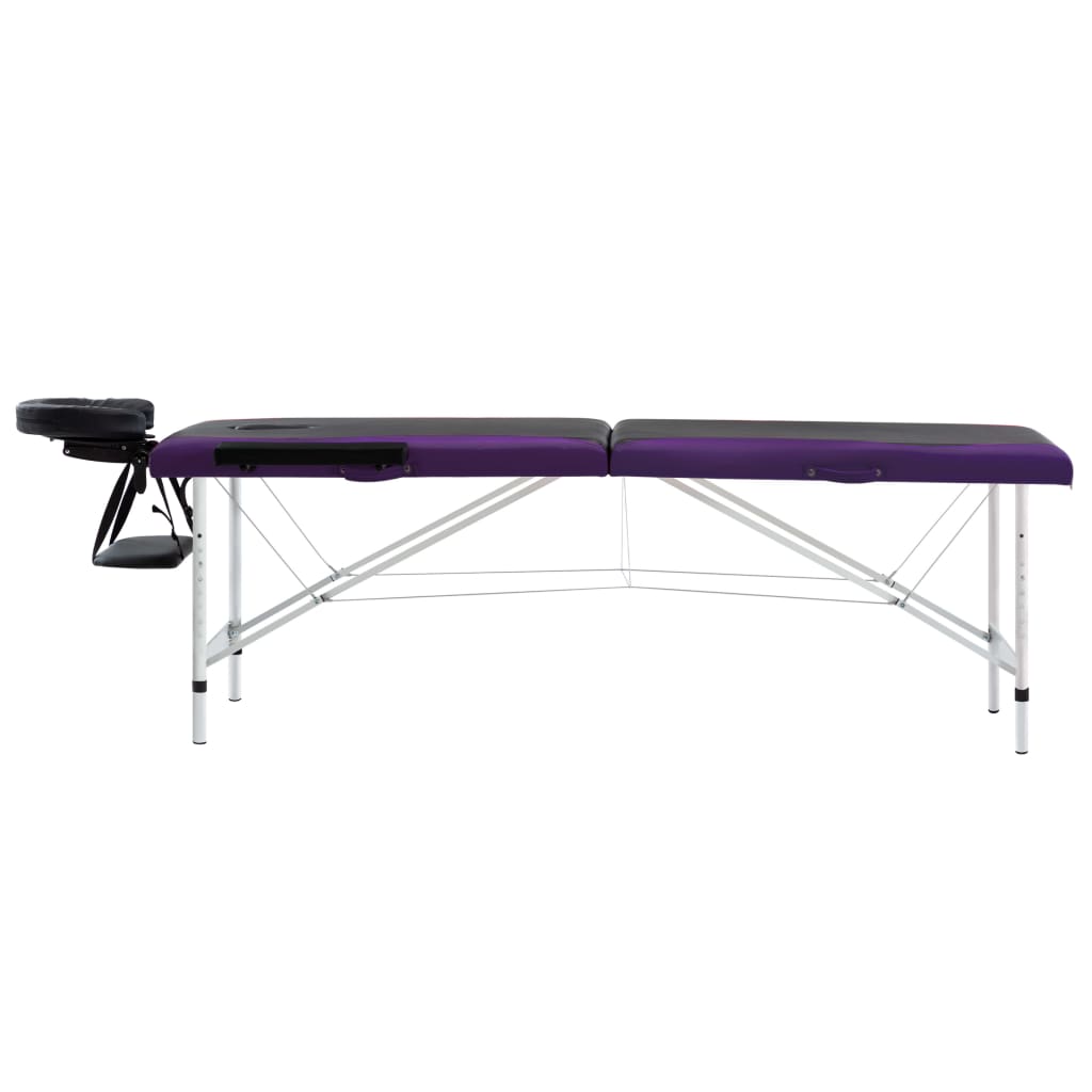 Vidaxl Massage Table Sammenfoldelig 2 zoner Aluminium sort og lilla