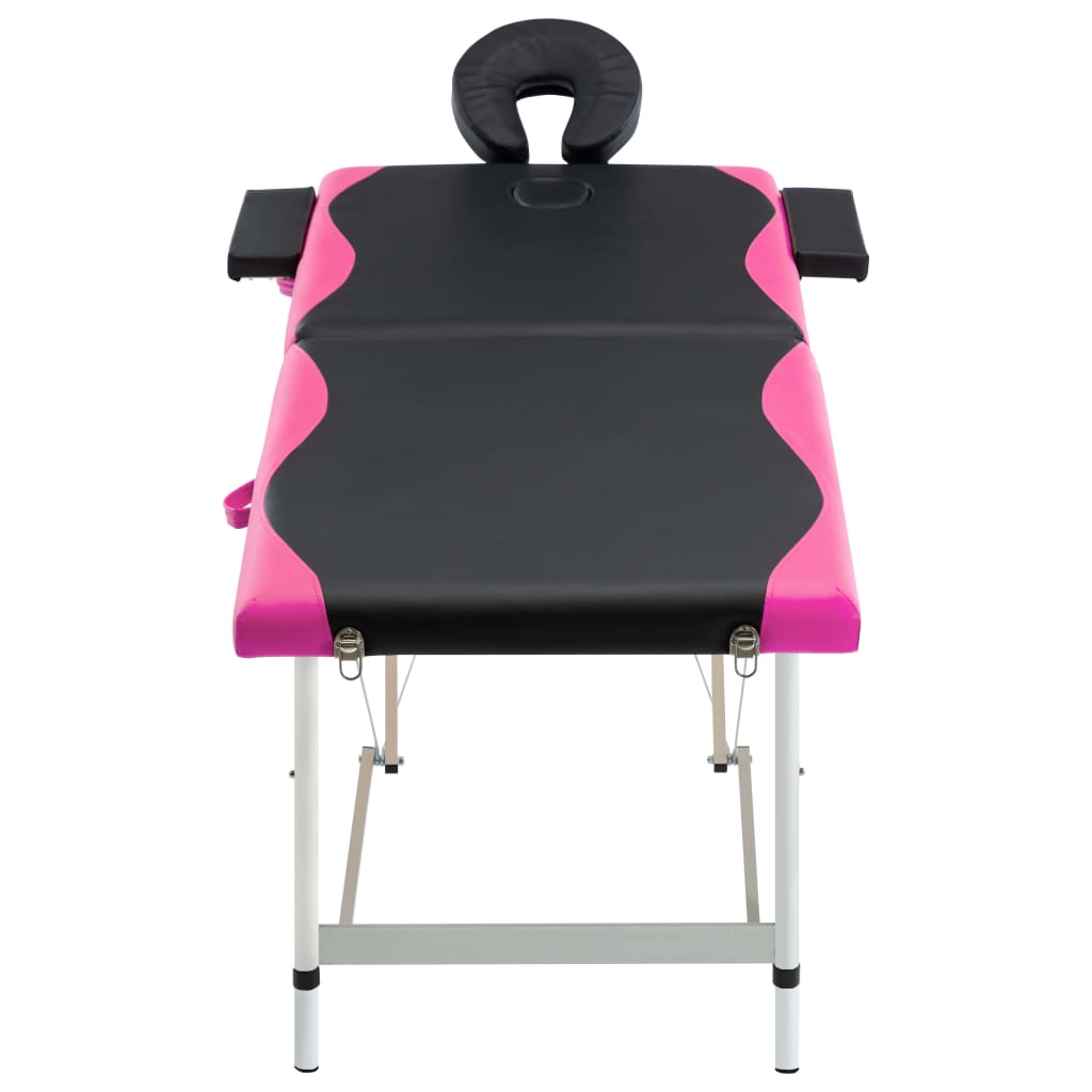 Table de massage vidaxl pliable 2 zones en aluminium noir et rose