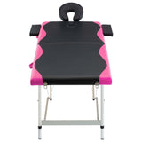 Table de massage vidaxl pliable 2 zones en aluminium noir et rose