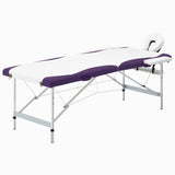 Vidaxl massagetafel inklapbaar 2 zones aluminium wit en paars