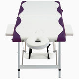 Vidaxl Massage table Collapsible 2 Zones Aluminum White and Purple