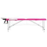 Vidaxl Massage Table Colpottibile 2 zone in alluminio bianco e rosa