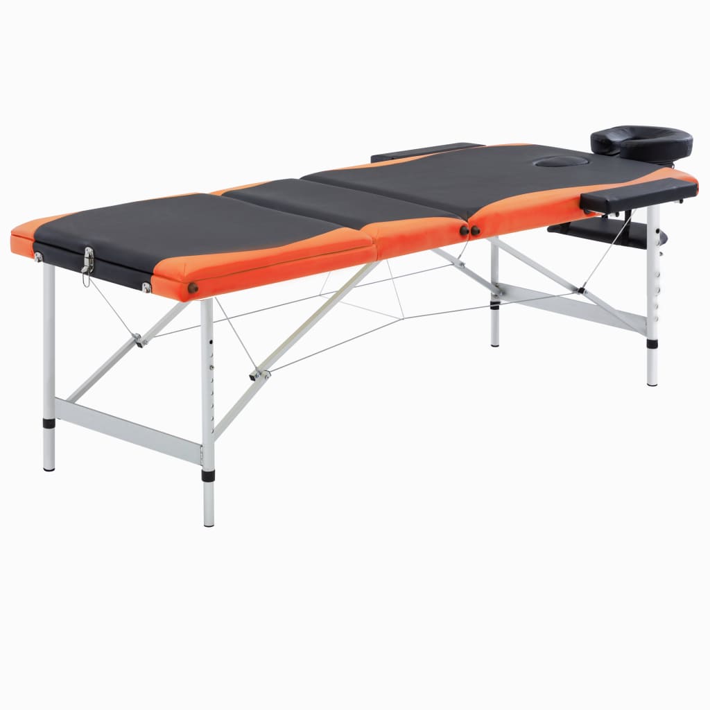 Vidaxl Massasjebord sammenleggbar 3 soner Aluminium Svart og oransje