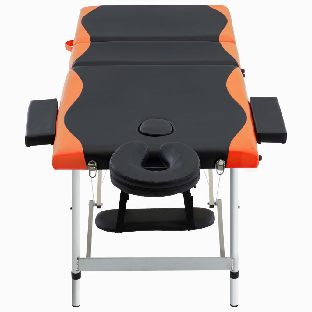 Vidaxl massagetafel inklapbaar 3 zones aluminium zwart en oranje