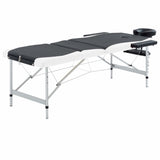 Vidaxl Massage Table Colppecible 3 zone in alluminio bianco e nero