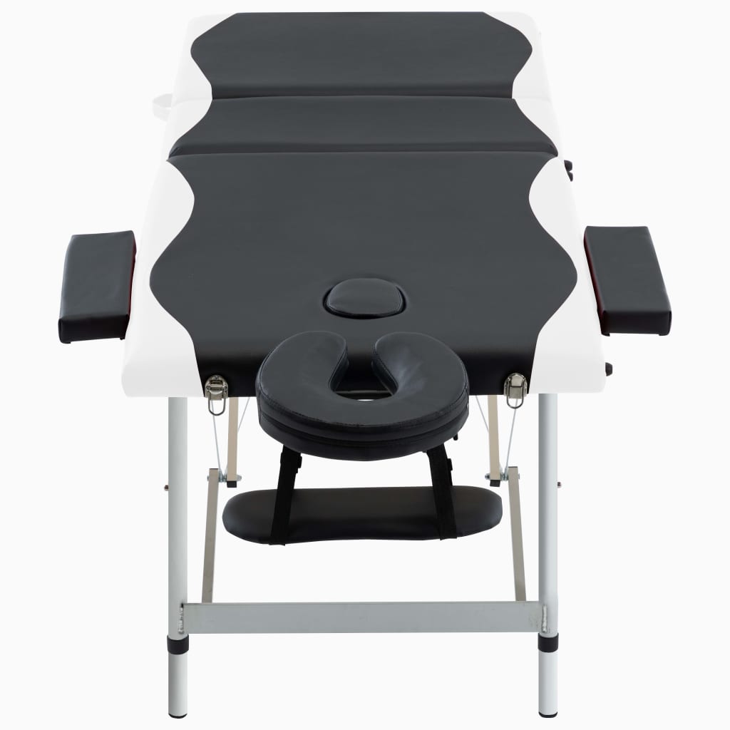 Vidaxl Massage Table Colppecible 3 zone in alluminio bianco e nero