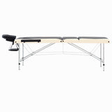 Vidaxl Mesa Massage Plegable 3 zonas de aluminio negro y beige