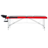 Vidaxl Mesa Massage Plegable 3 zonas de aluminio negro y rojo