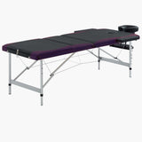 Vidaxl Massage table Collapsible 3 Zones Aluminum Black and Purple