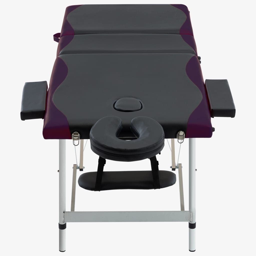 Vidaxl Massage Table Colpobile 3 zone in alluminio nero e viola