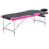 Vidaxl Massage Table Colpottibile 3 zone in alluminio nero e rosa