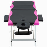 Table de massage vidaxl pliable 3 zones en aluminium noir et rose