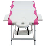 Table de massage vidaxl pliable 3 zones en aluminium blanc et rose