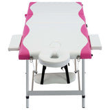 Table de massage vidaxl pliable 3 zones en aluminium blanc et rose