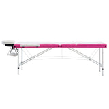 Table de massage vidaxl pliable 3 zones en aluminium blanc et rose