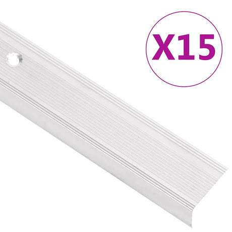 Vidaxl trapneuzen l-vormig 15 st 100 cm aluminium zilverkleurig