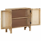 Vidaxl dressoir 80x30x73 cm massief mangohout en natuurlijk riet