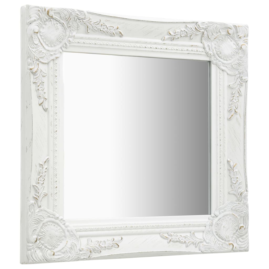 Vidaxl Wall Mirror Barroque Style 40x40 cm White